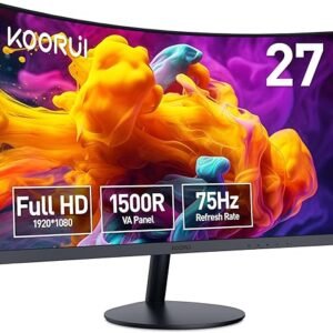 KOORUI 27 Inch Curved Monitor FHD 1080P 75Hz Computer Monitors PC Screen with HDMI VGA,Tilt Adjustable,1500R, Eye Care, Black, 27N5CA