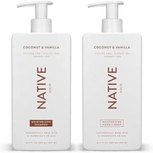 Native Coconut & Vanilla Shampoo and Conditioner Contain Naturally Derived Ingredients | All Hair Types, Color & Treated, Fine to Dry Damaged, Sulfate & Dye Free - 2-Pack
