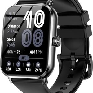 Smart Watch for Men Women, 1.83" HD Touchsreen, Bluetooth Calling, 5 ATM Water-Resistance, 130+ Sports Modes, Health, Fitness & Sleep Tracker, Timer, Fitness Watch for Android/iOS, Black